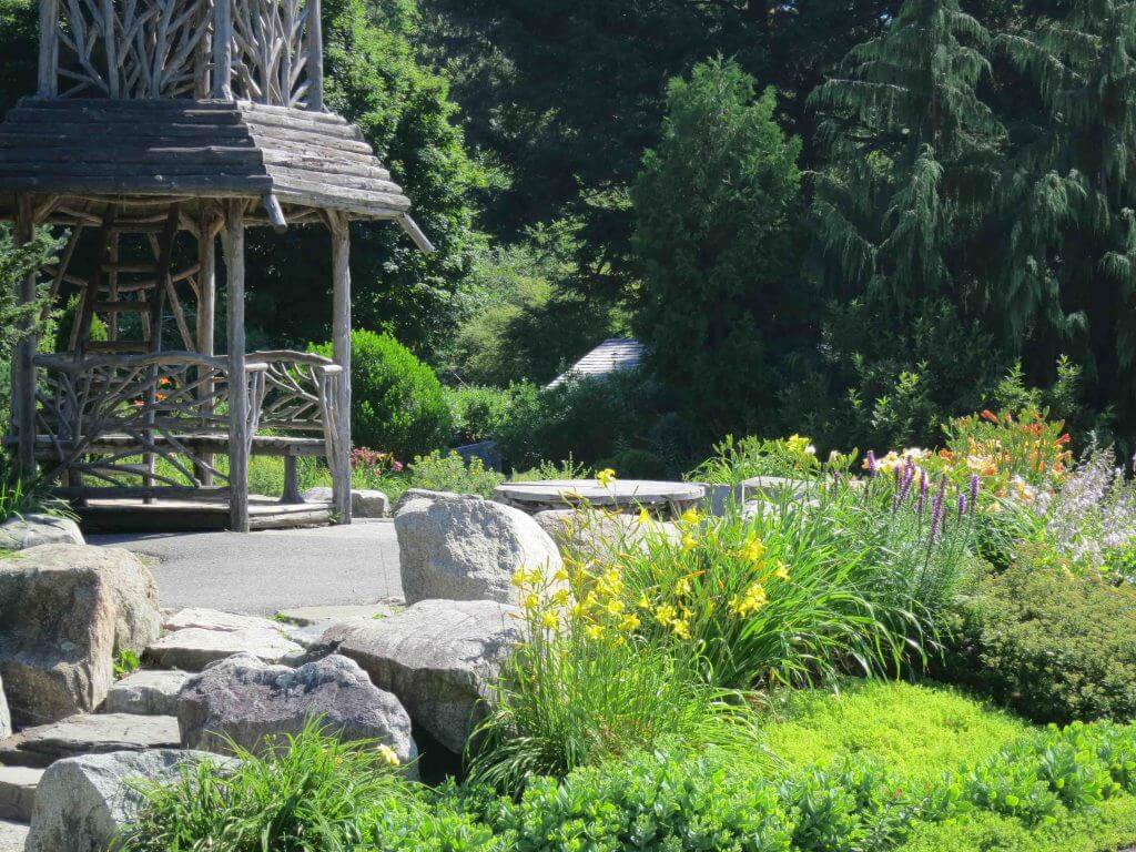 A whimsical feature in Weezie's Garden for Children at Elm Bank, designed for interactive play.